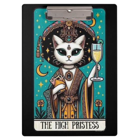 De Hoge Priesteres Tarotkat | Mystieke Heks Klembord (Voorkant)