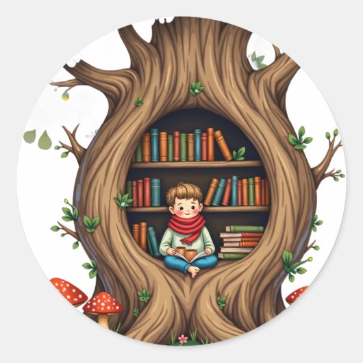 De holle boomhoek ronde sticker (Voorkant)