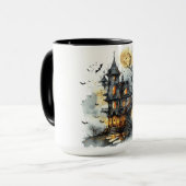 De holle uitkijktoren - Moonrise over Dreadspire Mok (Voorkant links)