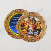 DE HOLY FAMILY CHRISTMAS PARTY Blue Sapphire Gem Kaart (Voorkant / Achterkant)