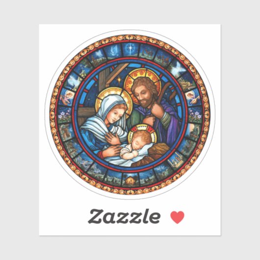 De Holy Family Glas in lood stijl vinyl Sticker (Vel)