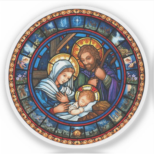 De Holy Family Glas in lood stijl vinyl Sticker (Voorkant)