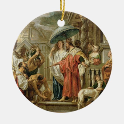 De homage van Caliph Harun Al-Rashid naar Charlema Keramisch Ornament (Voorkant)