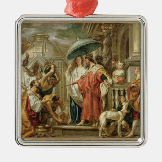 De homage van Caliph Harun Al-Rashid naar Charlema Metalen Ornament (Voorkant)