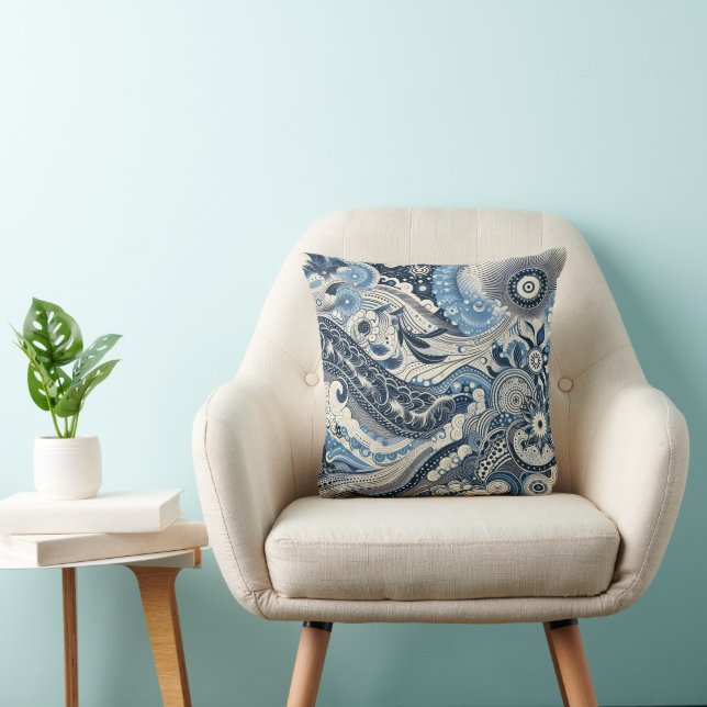 De Home Studio Indigo Bloom  Kussen (Stoel)