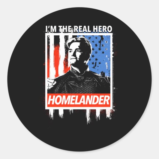 De Homelander Ik ben de echte held Amerikaanse vla Ronde Sticker (Voorkant)
