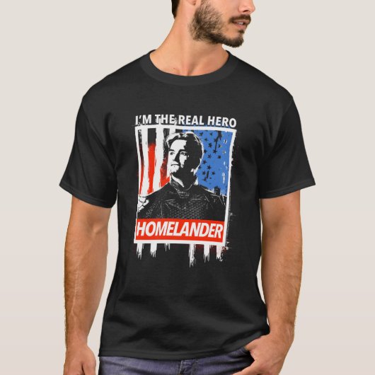 De Homelander Ik ben de echte held Amerikaanse vla T-shirt (Voorkant)