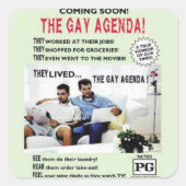 De homoseksuele agenda! vierkante sticker (Voorkant)