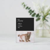 DE HOND / Affenpinscher ,zwart wit Visitekaartje (Staand voorkant)