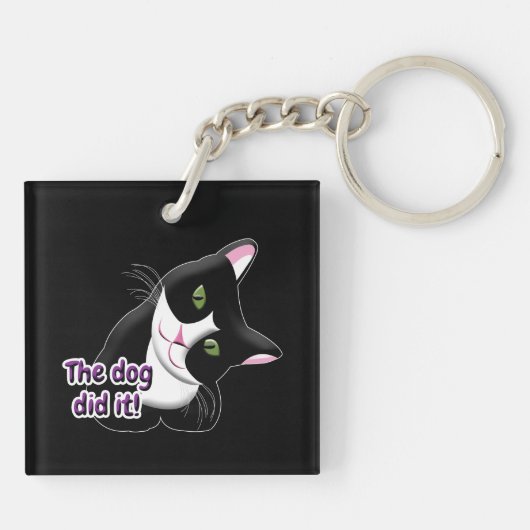 De hond deed het Cat Sleutelhanger (Achterkant)