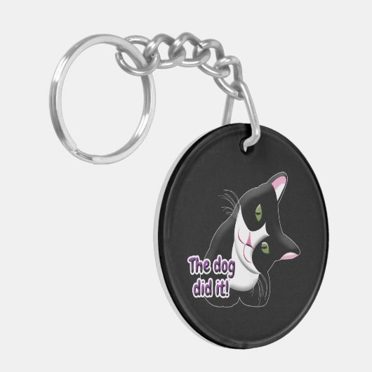 De hond deed het Cat Sleutelhanger (Voorkant Links)