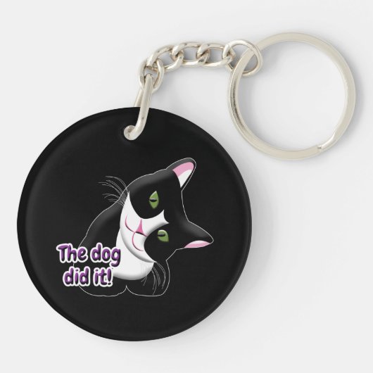 De hond deed het Cat Sleutelhanger (Achterkant)