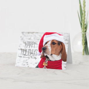 De hond die van de hond een de winterlaag en feestdagen kaart