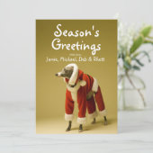 De hond draagt kleren 2 van Kerstman Feestdagenkaart (Staand voorkant)