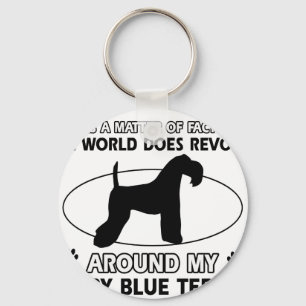 De hond draait om mijn KERRY BLUE TERRIER Sleutelhanger