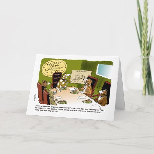 De hond eet de dagkaart van de werkgever van Co. Bedankkaart (Voorkant)