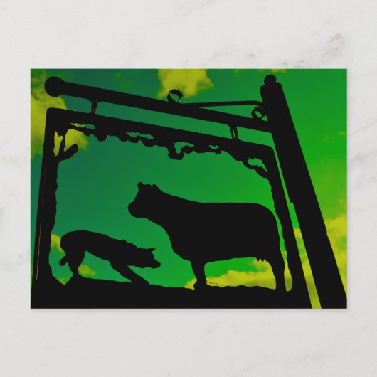 De hond en de koe. briefkaart (Voorkant)