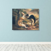 De hond gevecht, 1678 canvas afdruk (Insitu (Houten vloer))