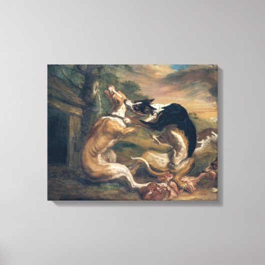 De hond gevecht, 1678 canvas afdruk (Voorkant)