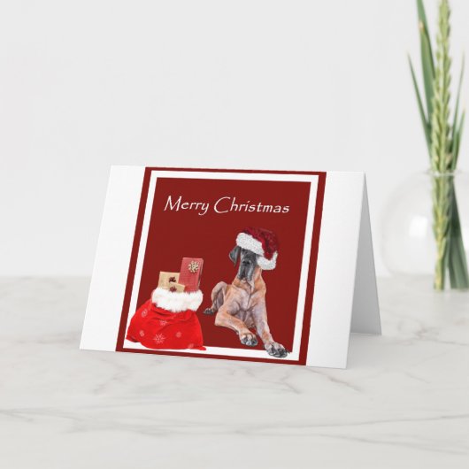 De Hond Great dane van Kerstmis Feestdagen Kaart (Voorkant)
