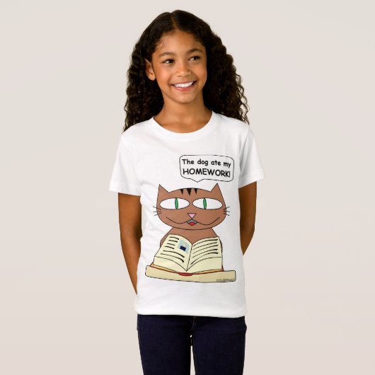 "De hond heeft mijn HOMEWORK opgegeten!" Kind Funn T-shirt (Voorkant volledig)