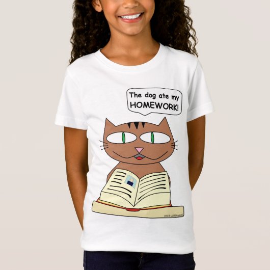 "De hond heeft mijn HOMEWORK opgegeten!" Kind Funn T-shirt (Voorkant)