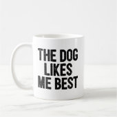 De hond houdt me het best. koffiemok (Links)
