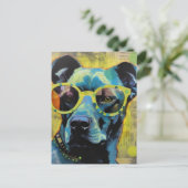 De hond in de Poolse Dot Glasses Briefkaart (Staand voorkant)