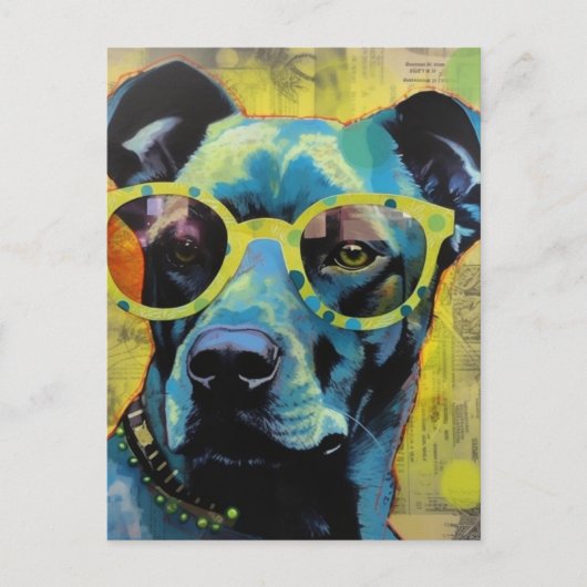 De hond in de Poolse Dot Glasses Briefkaart (Voorkant)