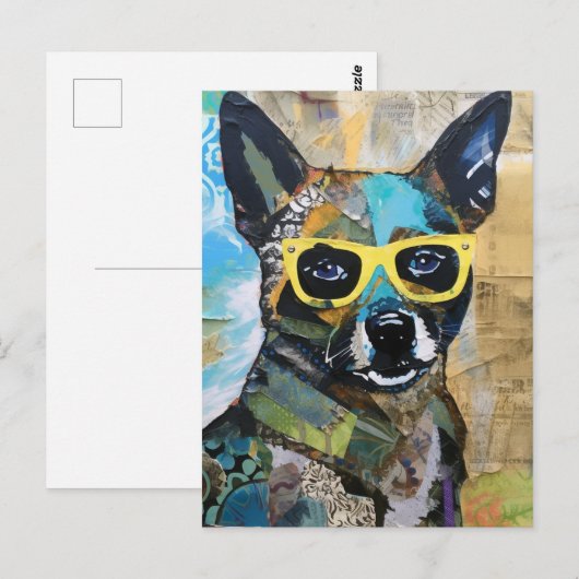 De hond in gele glazen briefkaart (Voorkant / Achterkant)