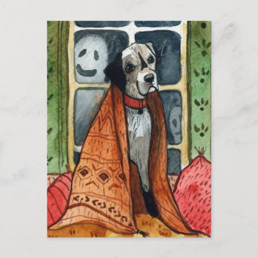 De hond in het hok, Halloween Briefkaart (Voorkant)