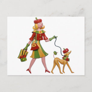 De hond in stijl laten lopen! briefkaart