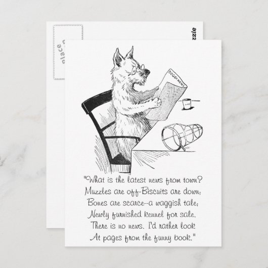 De hond met bril leest het papier briefkaart (Voorkant / Achterkant)