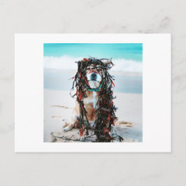 De hond met zeewier in haar haar feestdagenkaart