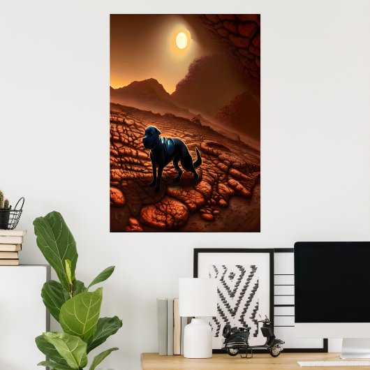 De hond op Mars | AI Art Poster (Thuiskantoor)