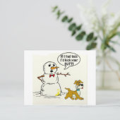 De hond plast op Sneeuwman Briefkaart (Staand voorkant)