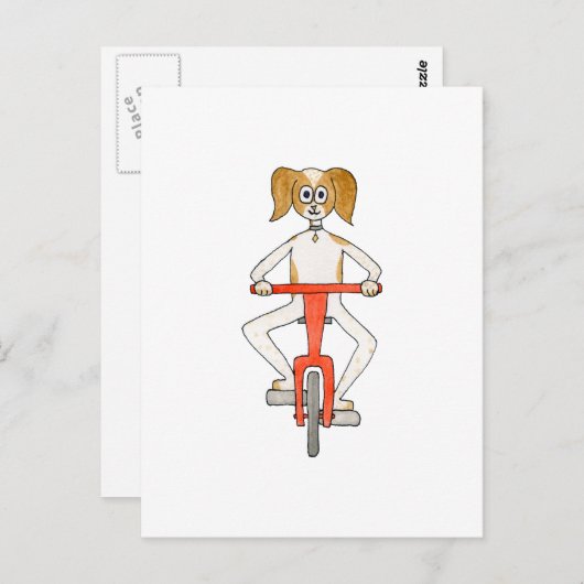 De hond Ridt een bike. Briefkaart (Voorkant / Achterkant)