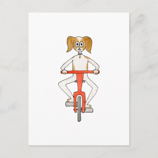 De hond Ridt een bike. Briefkaart (Voorkant)