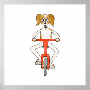 De hond Ridt een bike. Poster