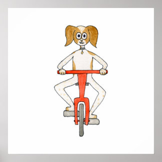 De hond Ridt een bike. Poster