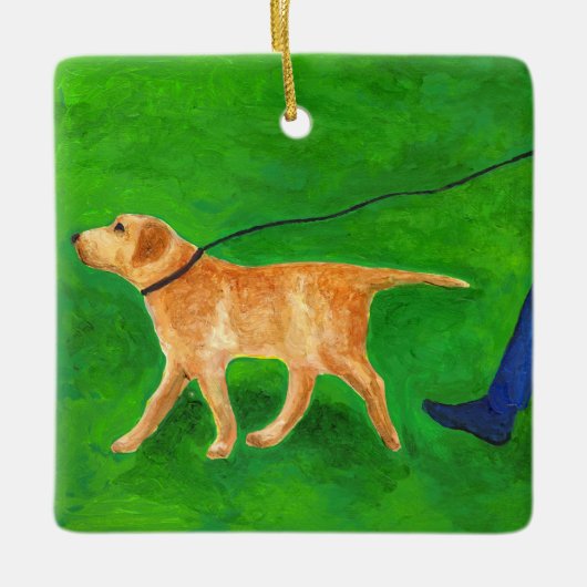 De hond uitlaten keramisch ornament (Voorkant)