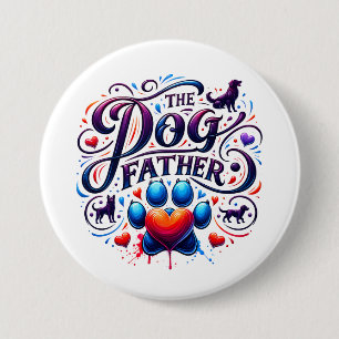 De hond vader retro typografie ronde button 7,6 cm