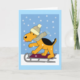 De Hond van Airedale Terrier van Kawaii op het Feestdagen Kaart