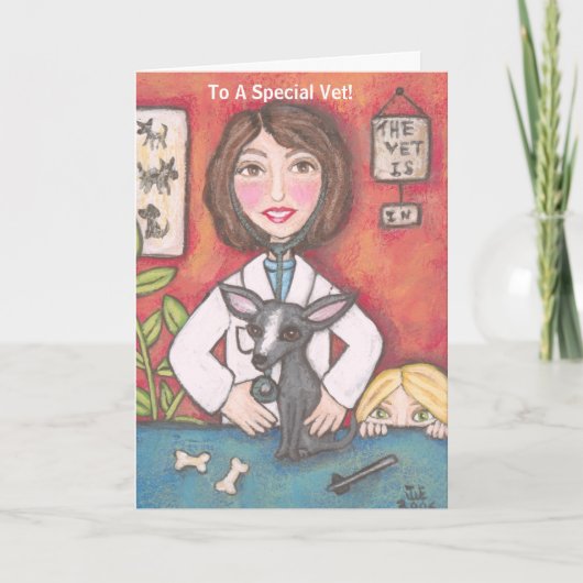 De Hond van Chihuahua bij de Veterinaire Kliniek, Bedankkaart (Voorkant)