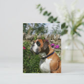 De Hond van de bokser in de Bloemen Briefkaart (Staand voorkant)