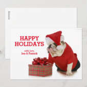De Hond van de kerstman - Engelse Buldog Gekleed Feestdagenkaart (Voorkant / Achterkant)