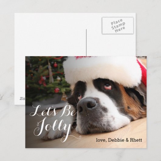 De hond van de sint-bernard met het Pet van de Feestdagenkaart (Voorkant / Achterkant)