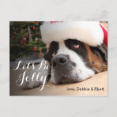 De hond van de sint-bernard met het Pet van de Feestdagenkaart (Voorkant)
