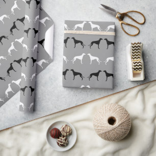 De Hond van de windhond silhouetteert Patroon Cadeaupapier