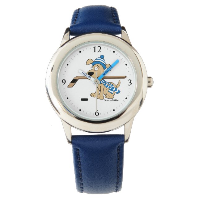 De Hond van het Hockey van de cartoon Horloge (Voorkant)